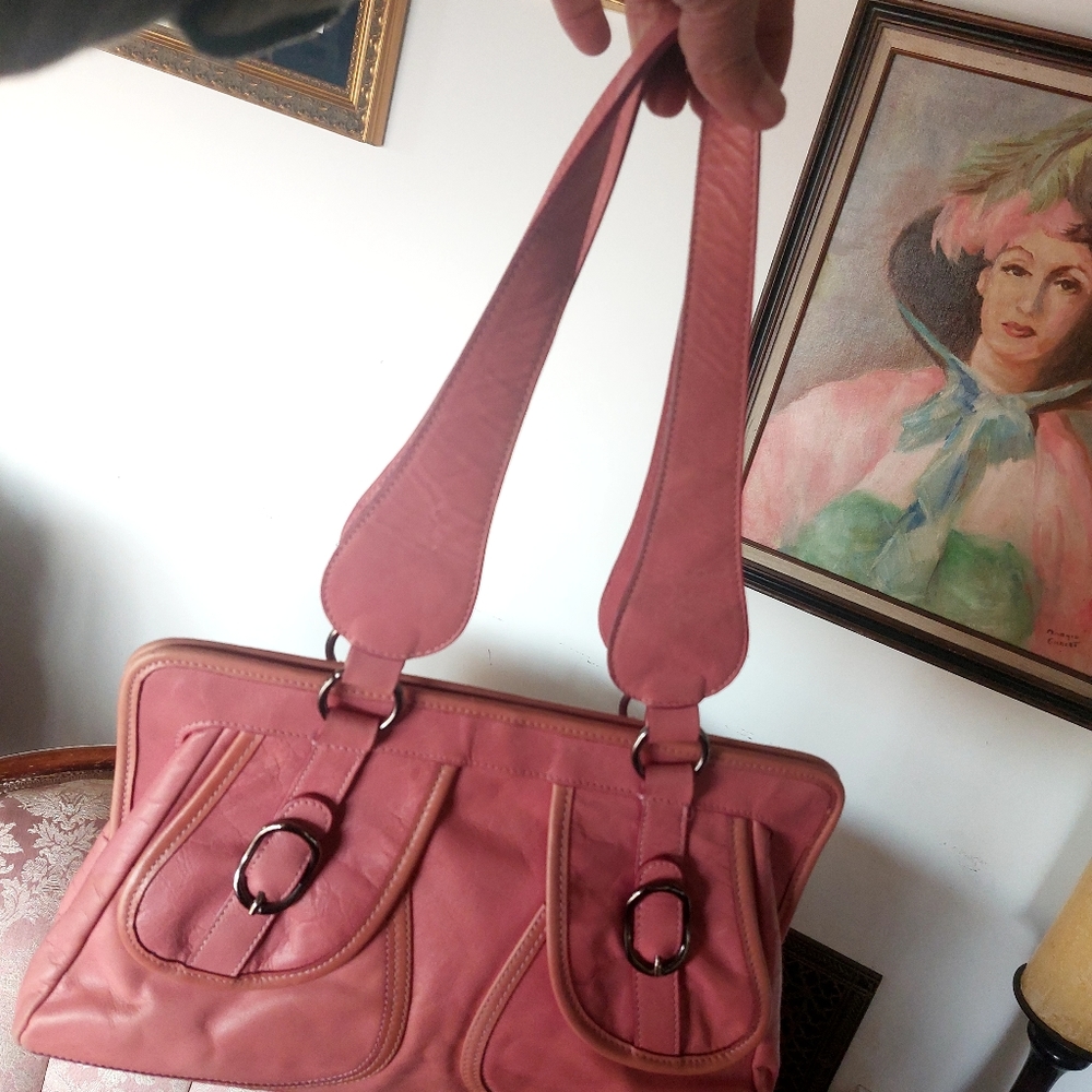 Paola By P.d.L. Pink Leather Retro Purse